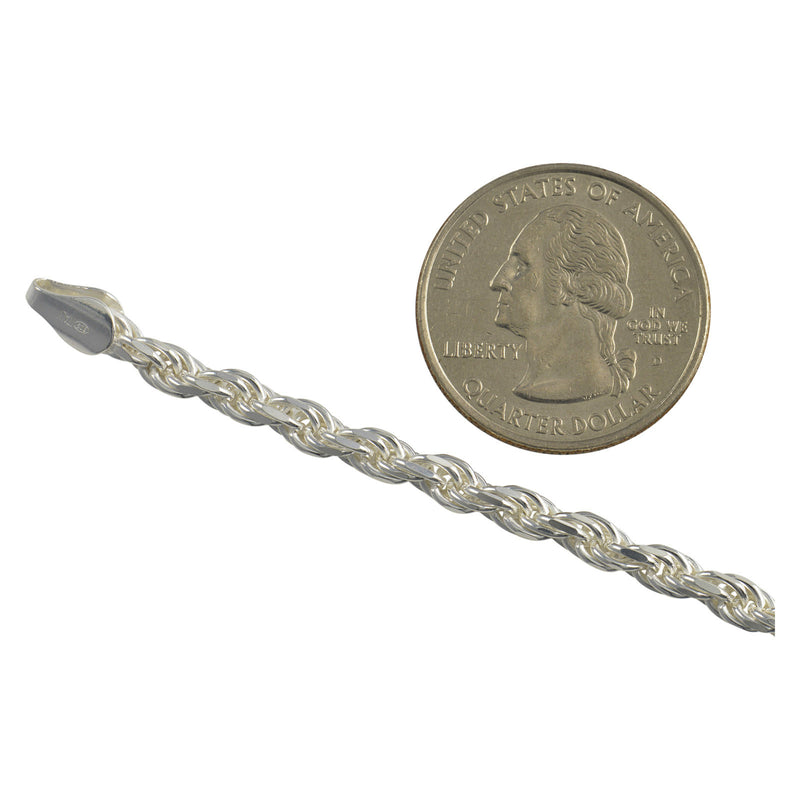 Sterling Silver Diamond Cut Rope 080 4mm Bracelet Chain Italian .925 Jewelry