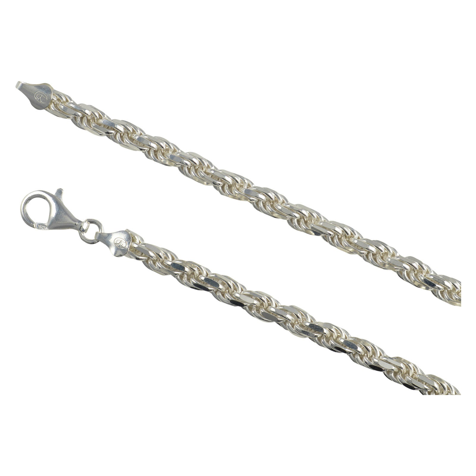6mm sterling silver diamond cut rope chain discount