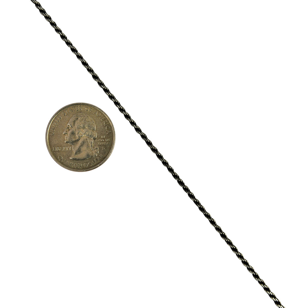 Sterling Silver Gunmetal Oxidized Rope 1.5mm Necklace Chain .925 Italy