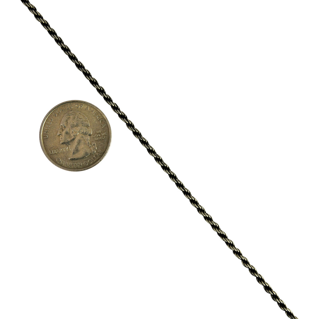 Sterling Silver Gunmetal Oxidized Rope 2.2mm Necklace Chain .925 Italy