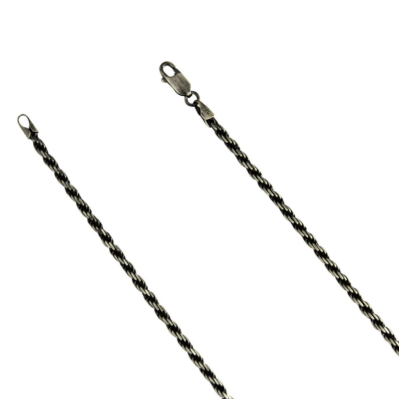 Sterling Silver Gunmetal Oxidized Rope 2.8mm Necklace Chain .925 Italy