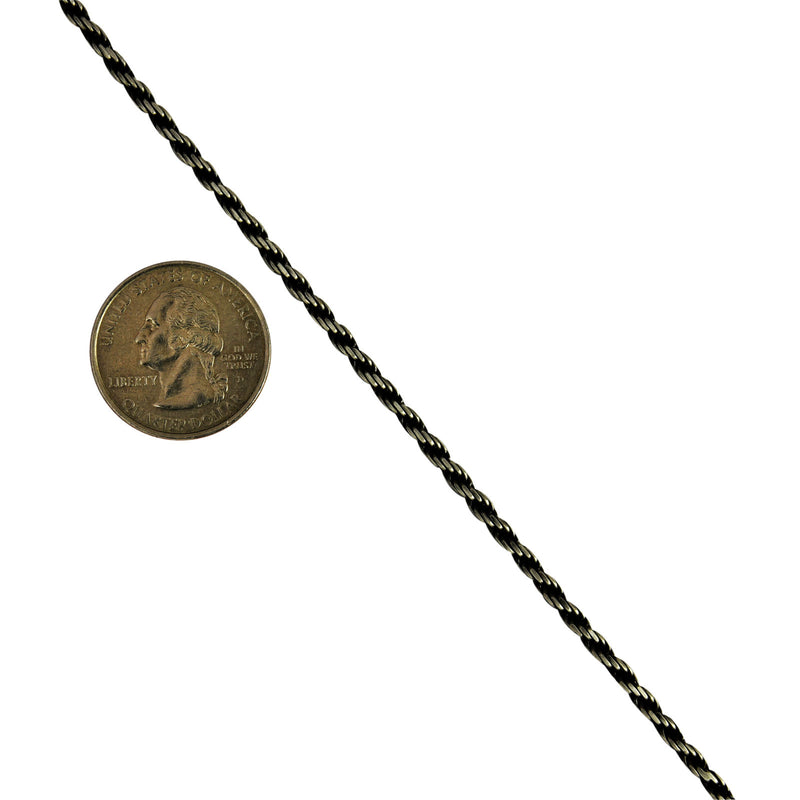 Sterling Silver Gunmetal Oxidized Rope 2.8mm Necklace Chain .925 Italy