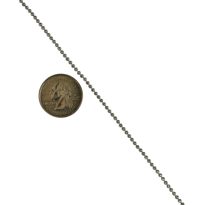 Sterling Silver Rhodium Plated Moon Cut Bead 2mm Necklace Chain Italian .925