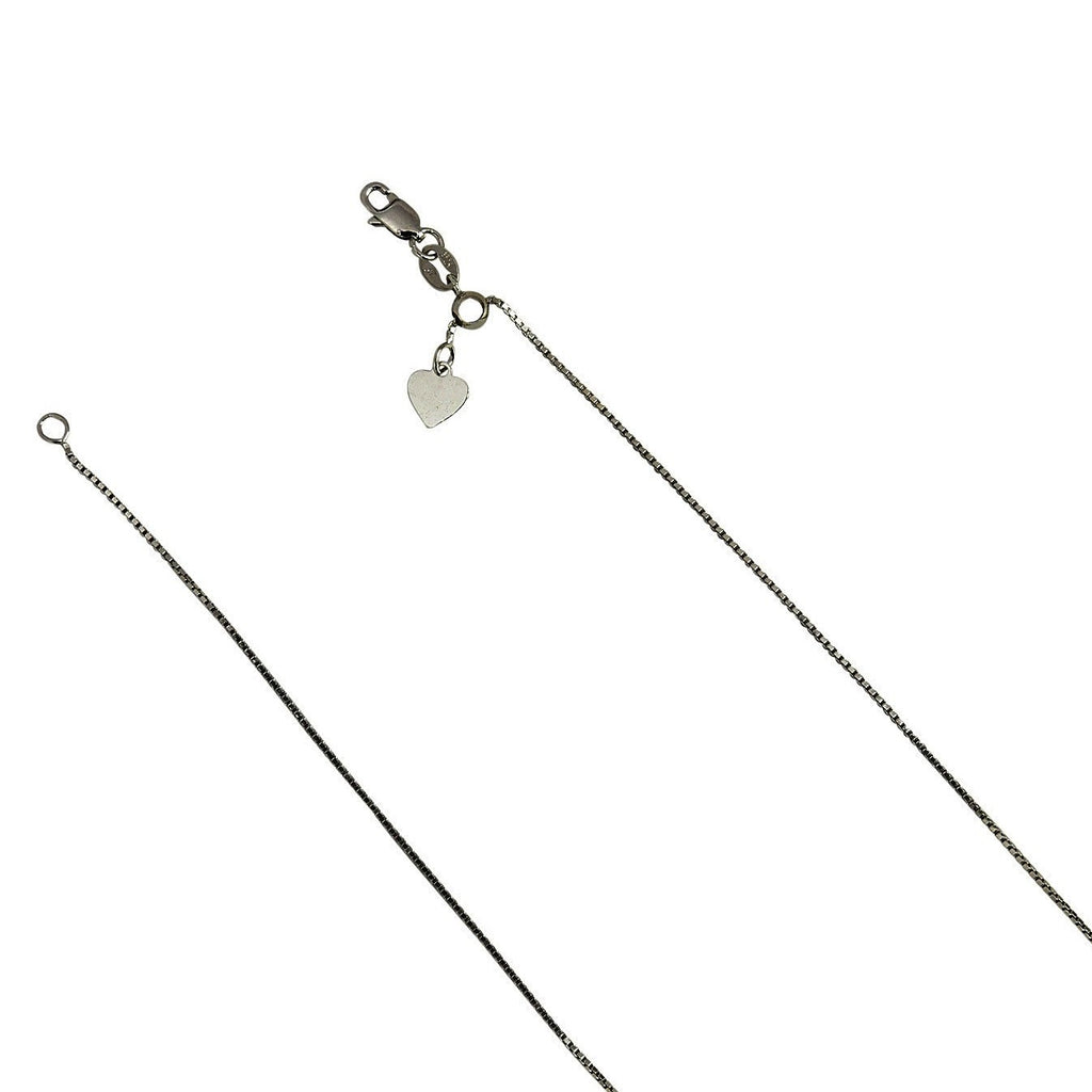Sterling Silver Rhodium Adjustable Box 1mm Necklace Chain .925 Italian
